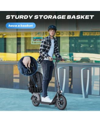Folding Electric Scooter for Adults: 12" Solid Tires, Basket, 550W Motor, Up to 20 Miles Range.