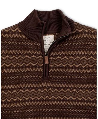 Men's Organic Half Zip Intarsia Pullover Sweater