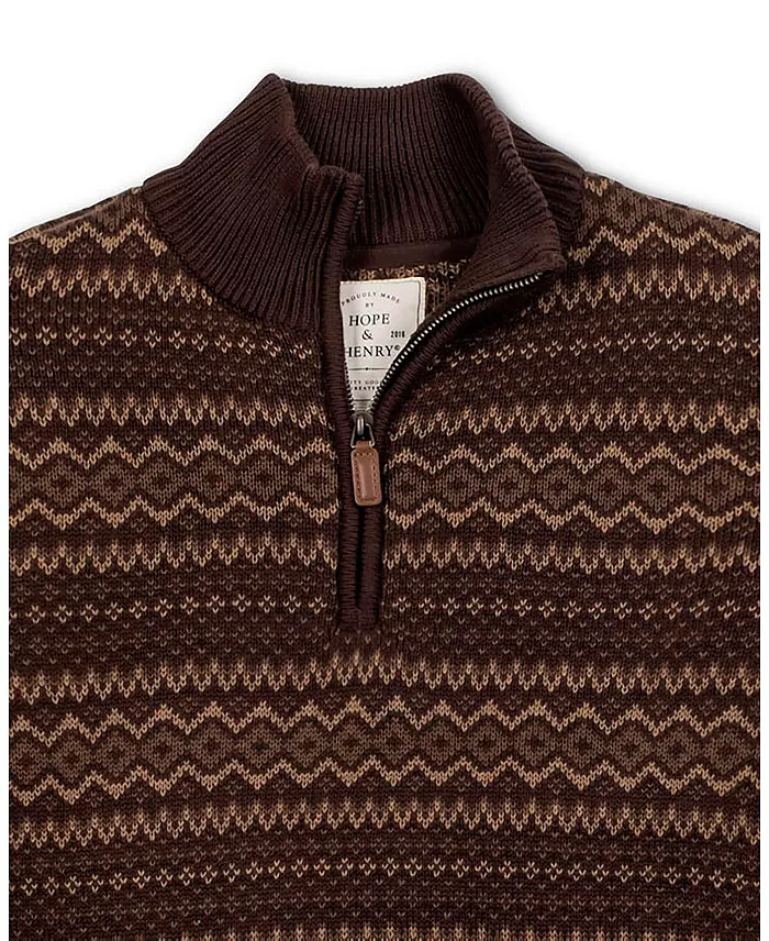 Men's Organic Half Zip Intarsia Pullover Sweater - thumbnail 2