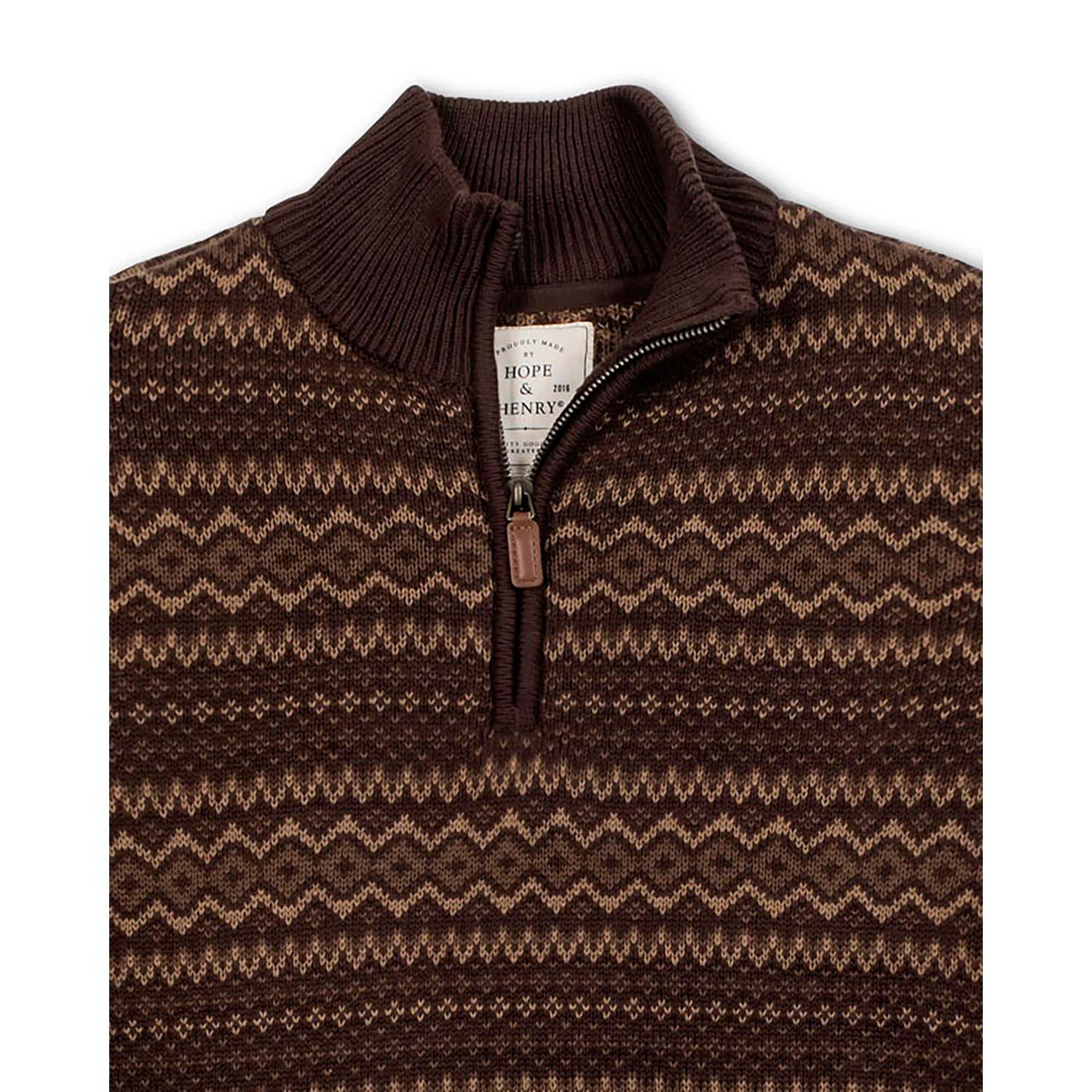 Men's Hope and Henry Organic Half Zip Intarsia Pullover Sweater