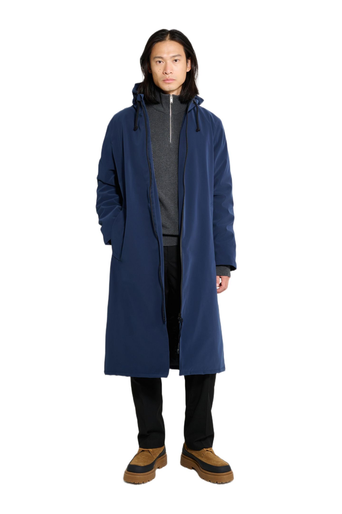 Мужское пальто Stutterheim Men-Stockholm Long Matte Winter, цвет: Тёмно-синий — фото 1