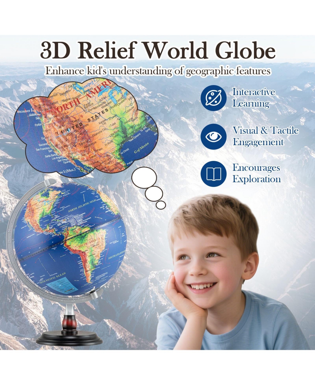 Mecale 12 Inch Illuminated World Globe Antique Light up Globe Night Lamp