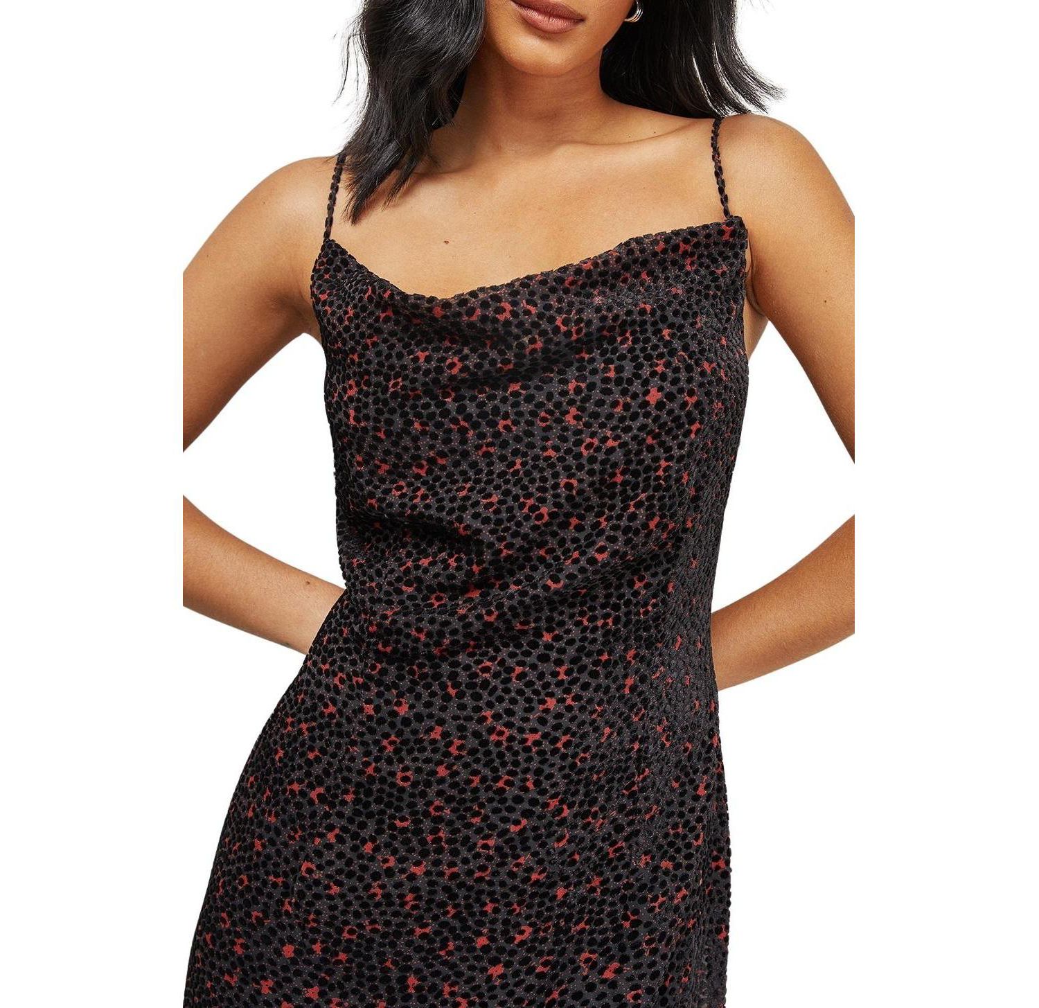 Women's Spot Devore Cowl Neck Maxi Dress.