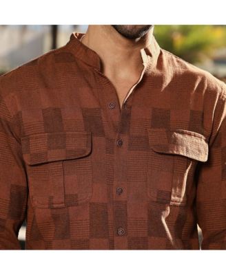 Men's Russet Brown Mandarin Utility Shirt