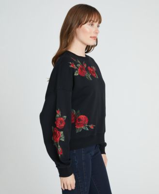 Women's Teddy Embroidered and Midnight Rose Pull-On Sweatshirt