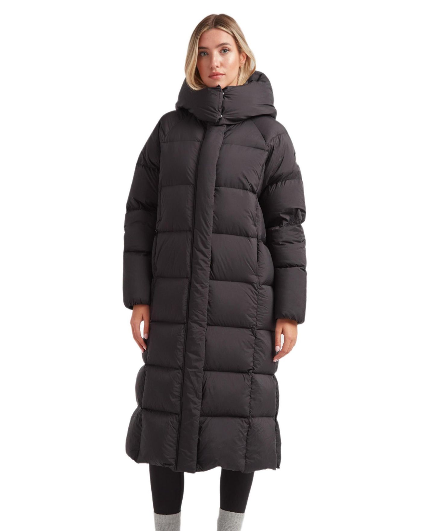 Женская куртка JACK1T Cloud Ultra Long Puffer Down Coat, цвет: Чёрный / Серо-бежевый — фото 1