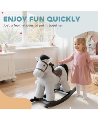 Toddler Rocking Horse, Kids Ride on Toy with Realistic Neigh