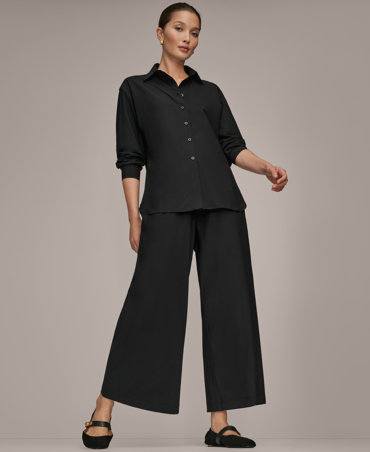 Donna Karan Weekend Women's Button-down Shirt In Black