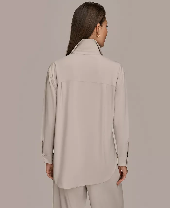 Women's 4-Way Stretch Knit Long Sleeve Button-Front Shirt - thumbnail 4