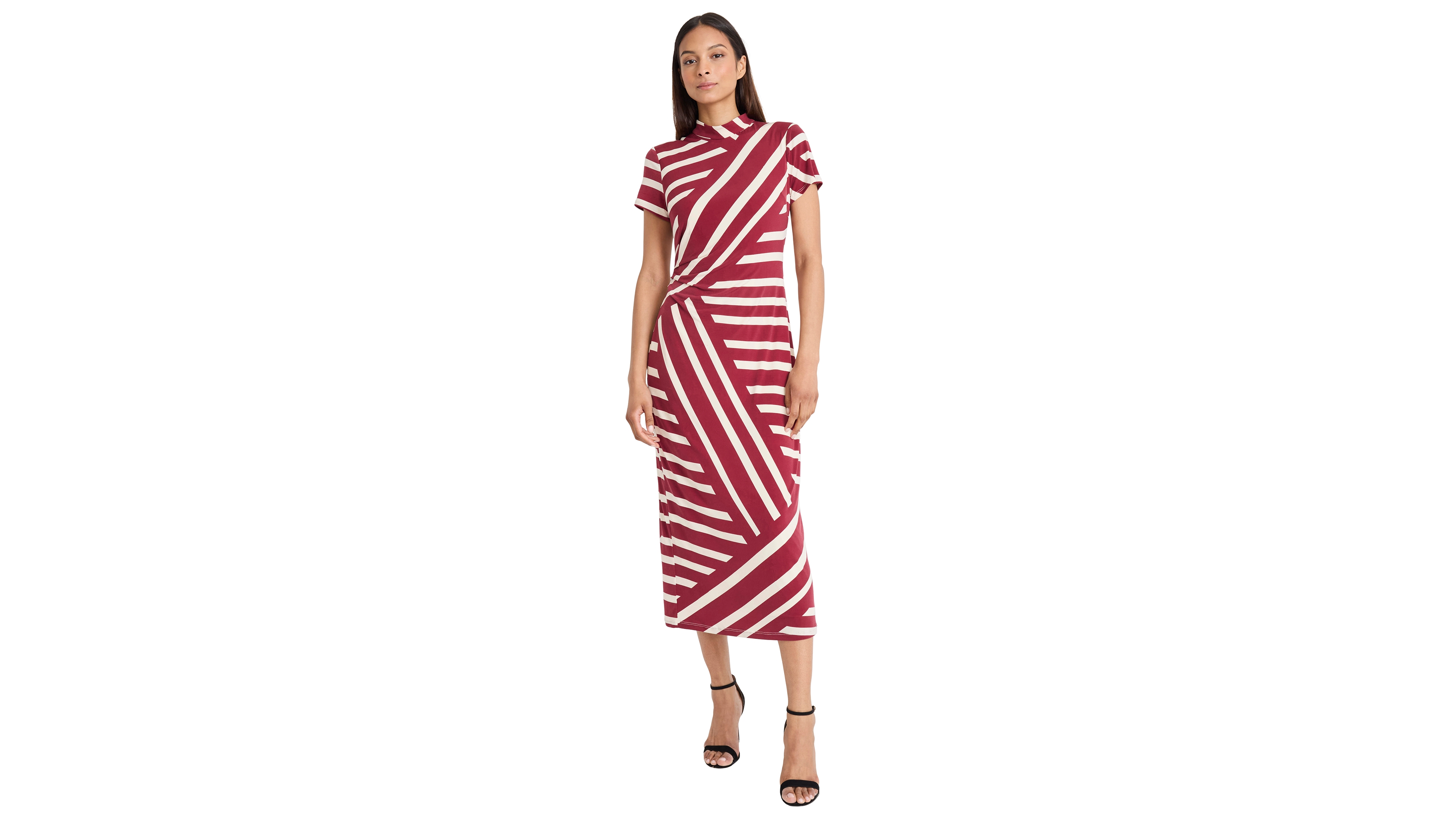 Donna Morgan Women's Mock Neck Short-Sleeve Dress
