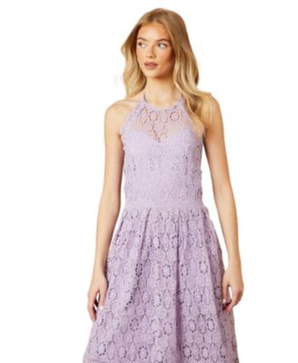 Women's Lace Detail Halterneck Midi Dress