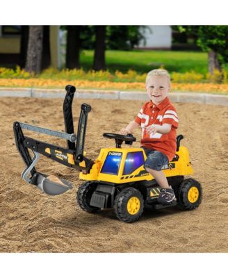 Kids Ride on Excavator Digger Electric Construction Vehicles with Lights & Music