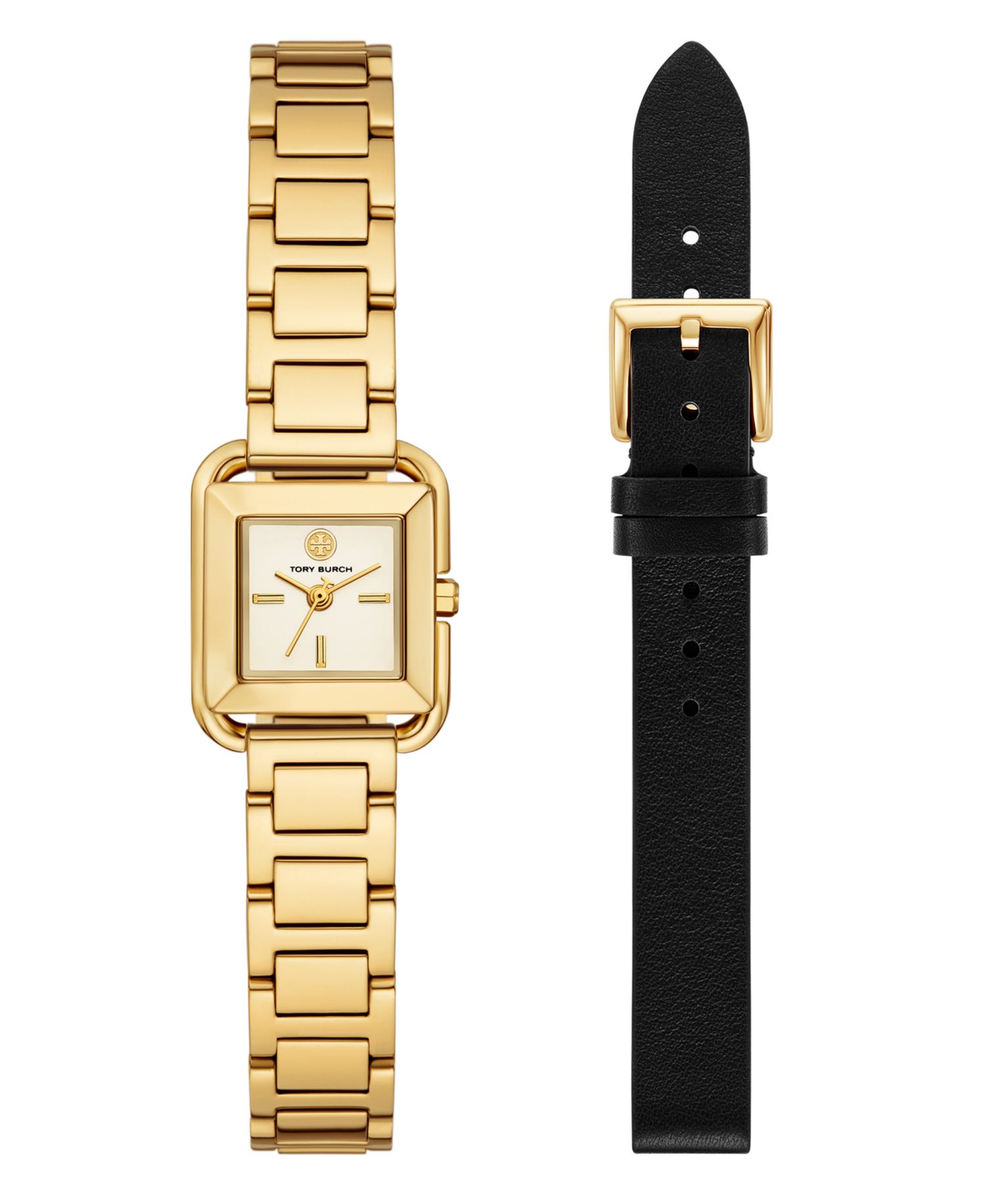 Women's The Kira Square Small Gift Set Quartz Three-Hand Gold Stainless Steel, 19mm