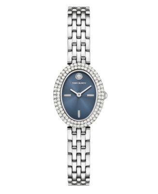Tory Burch Women's The Oval Quartz Two-Hand Silver Stainless Steel