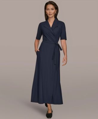 Women's Tricot Knit Elbow-Sleeve Collared Polo Dress