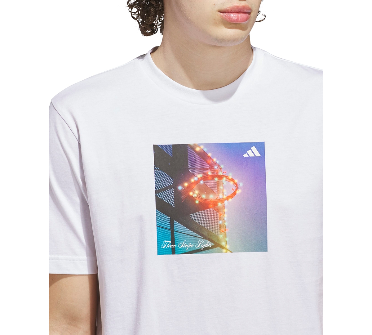 adidas Men's 3-Stripes Lights Hoops Graphic Crewneck T-Shirt