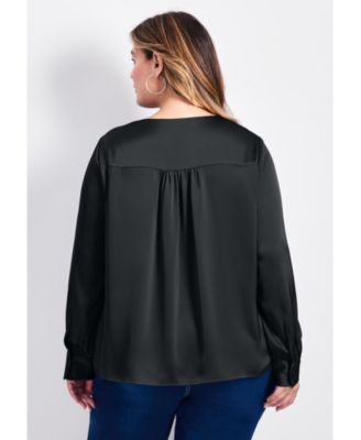 Women's Marlene Tie Front Satin Blouse