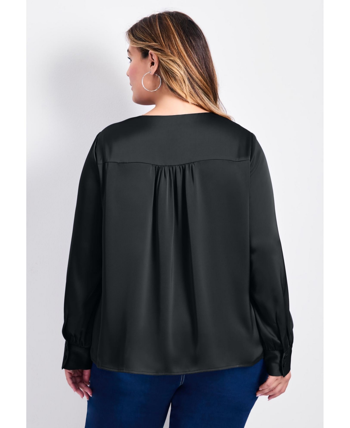 Avenue Women's Marlene Tie Front Satin Blouse