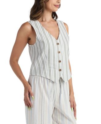 Juniors' Resort Striped V-Neck Vest