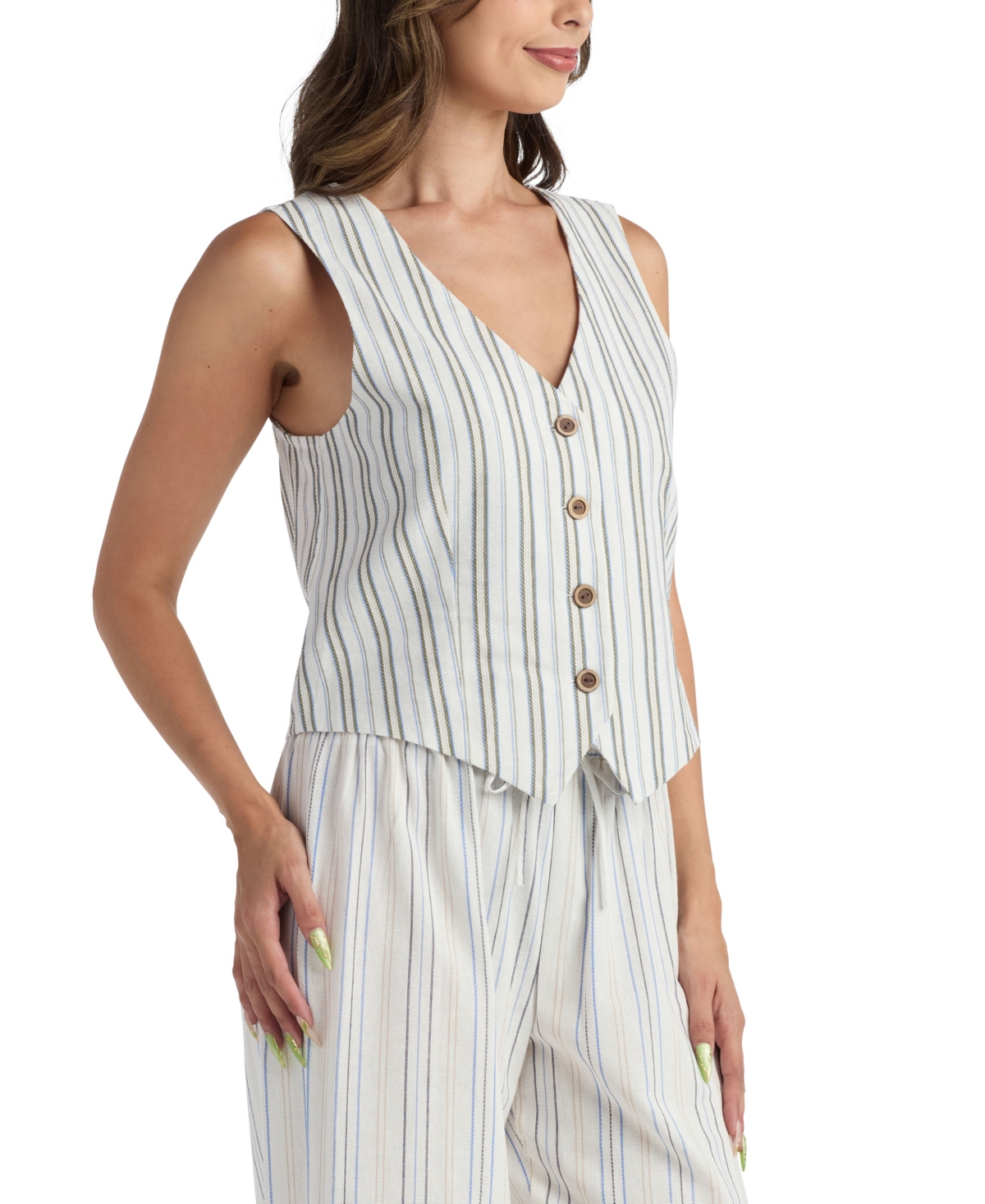 Bcx Juniors' Resort Striped V-Neck Vest