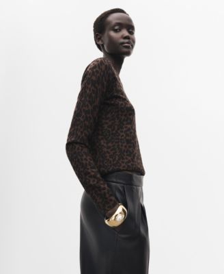 Women's Ribbed Leopard-Print Sweater