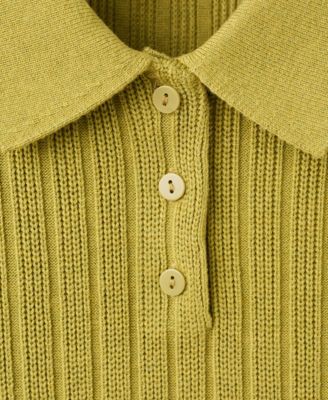 Women's Polo-Neck Ribbed Sweater