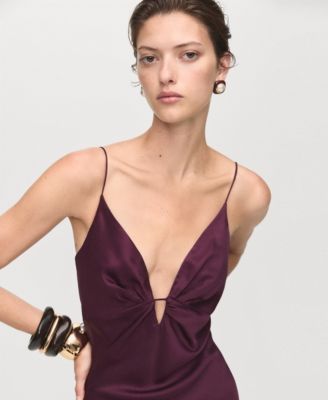 Women's V-Neck Satin Dress