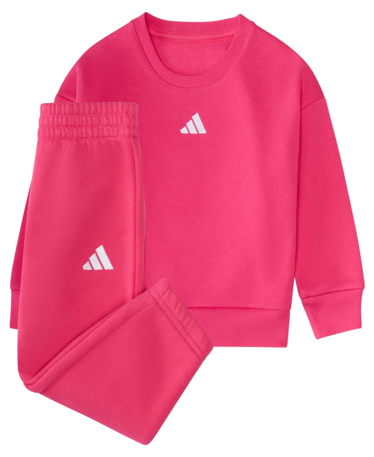 adidas Baby Girls 2-Piece Long-Sleeve Crewneck Sweatshirt and Joggers Set