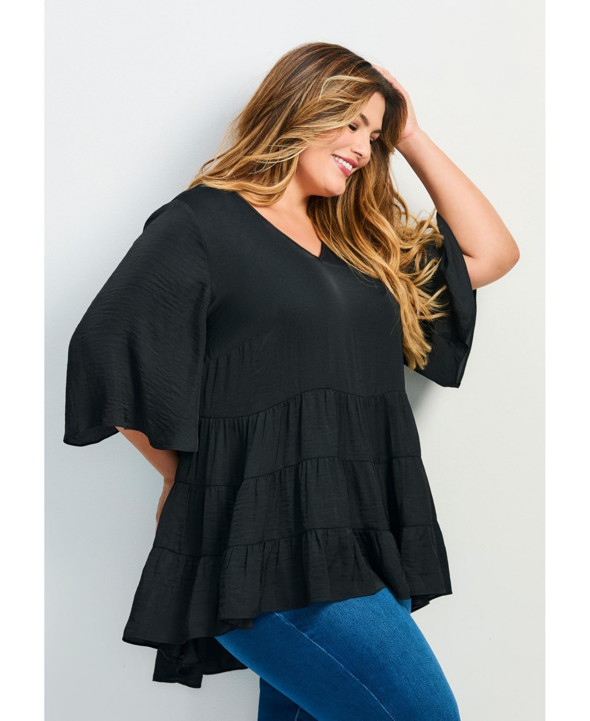 Avenue Women's Plus Size Aly Tiered Top