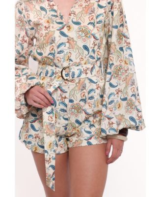 Women's Soul Belted Romper - Paisley