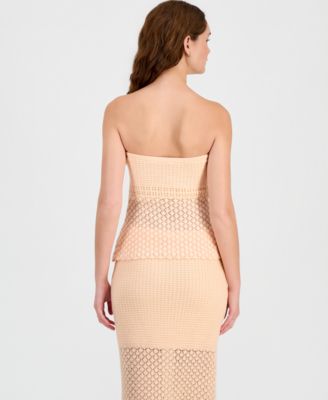 Juniors' Strapless Crochet Tube Top