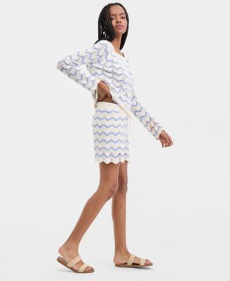 Juniors' Chevron Pointelle Shorts