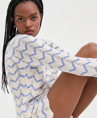 Juniors' Chevron Pointelle Sweater