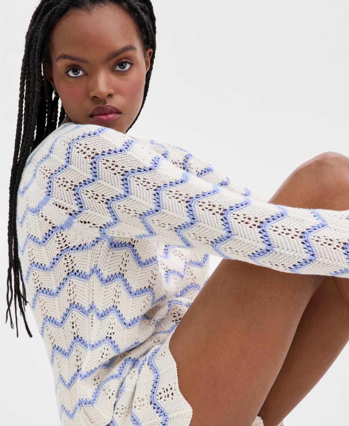 Hooked Up by Iot Juniors' Chevron Pointelle Sweater