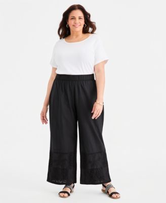 Plus Size Patchwork Pull-On Pants