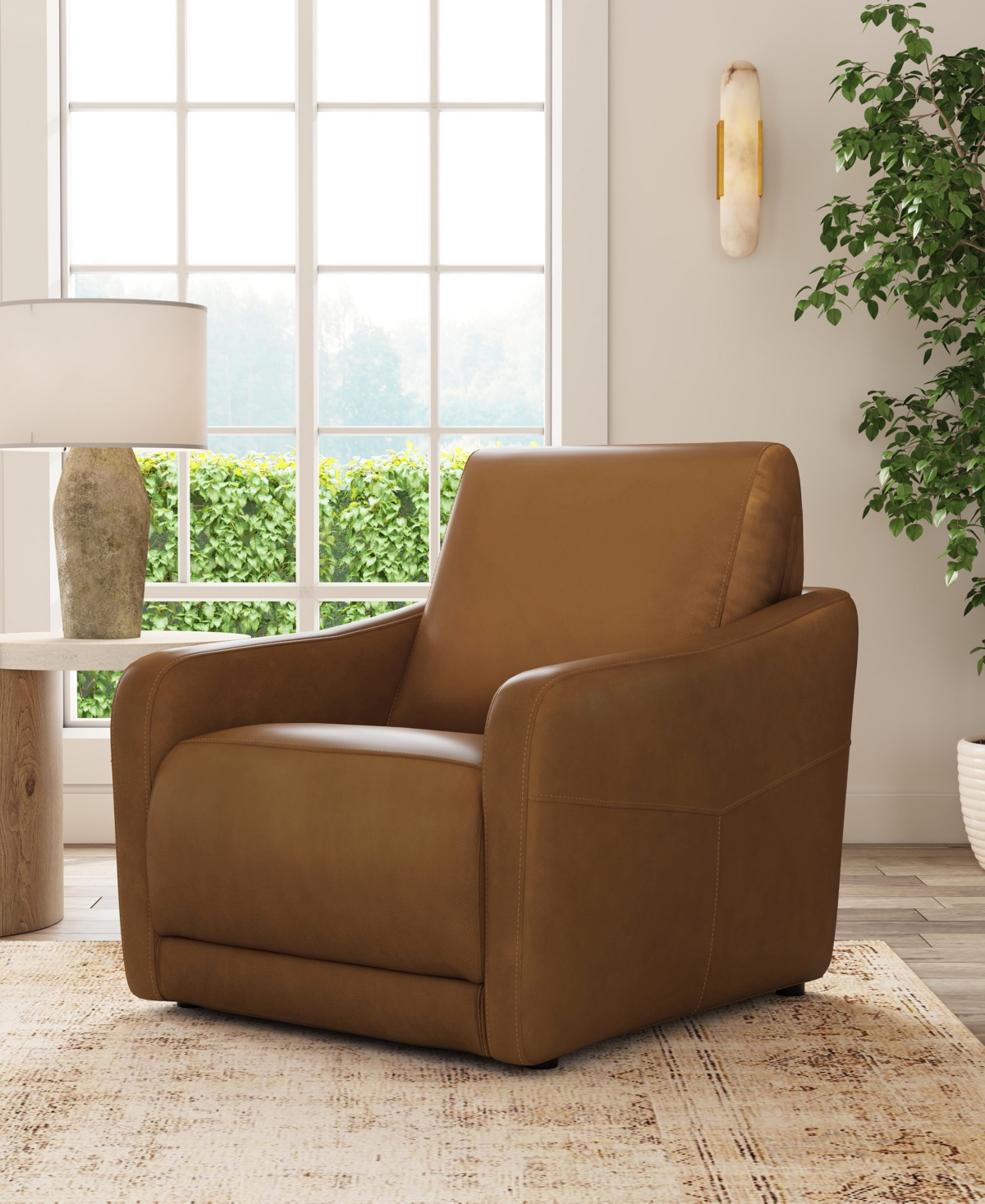 Flexsteel 41" Leather Brinley Power Incliner In Brown