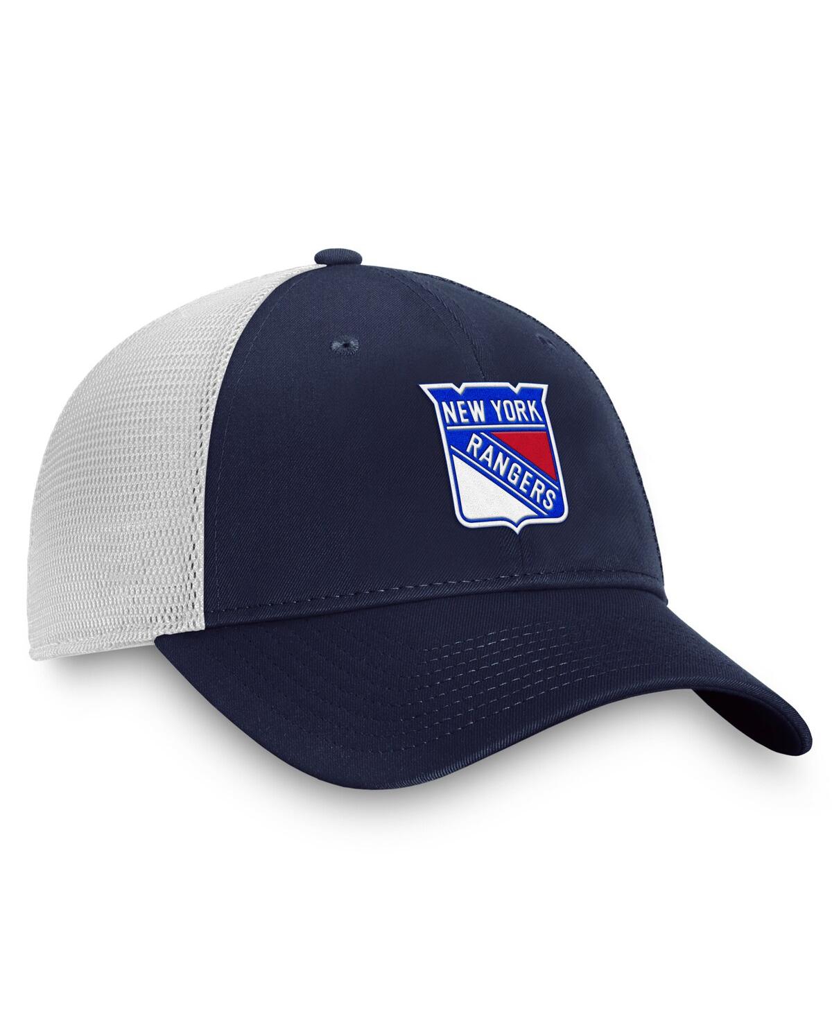 Fanatics Men's Blue/White New York Rangers Core Primary Logo Trucker Adjustable Hat
