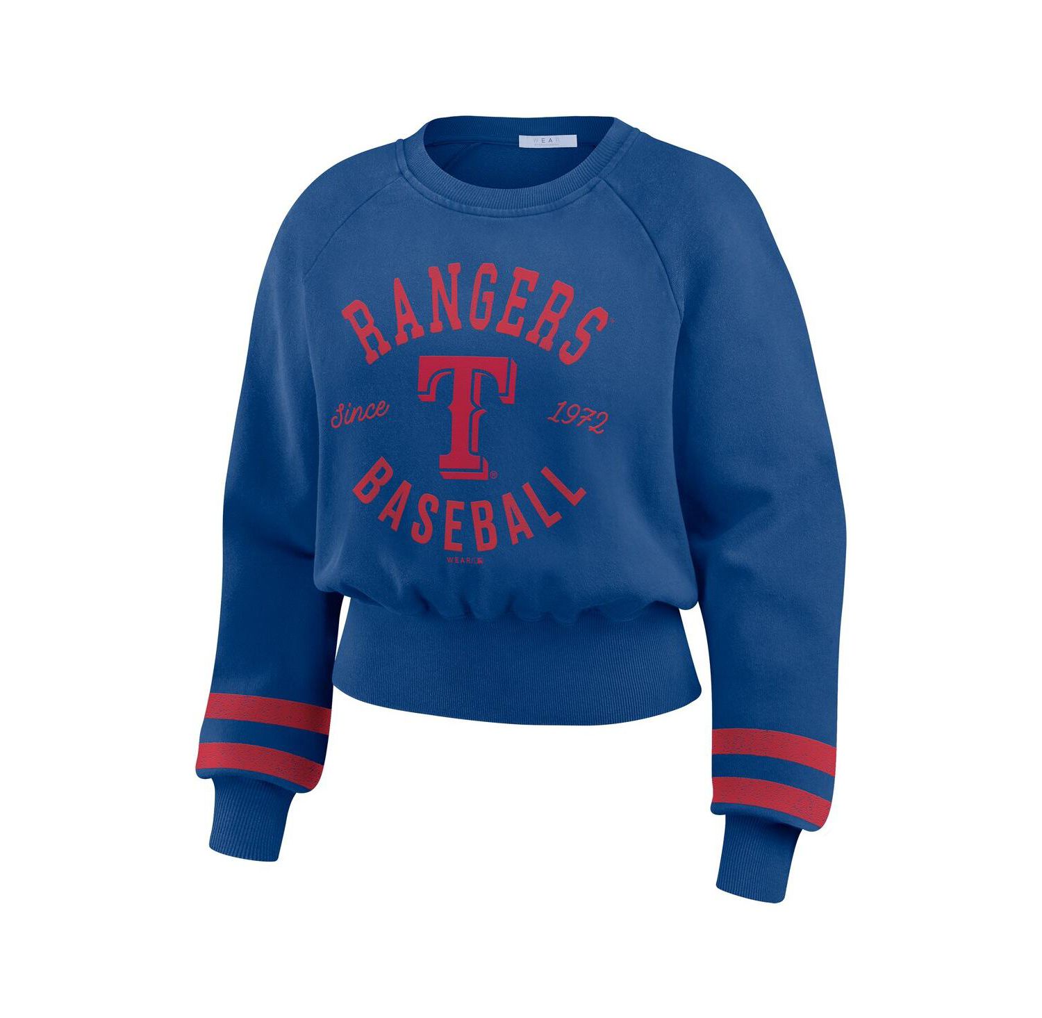 Women's Royal Texas Rangers Vintage Washed Cropped Pullover Sweatshirt