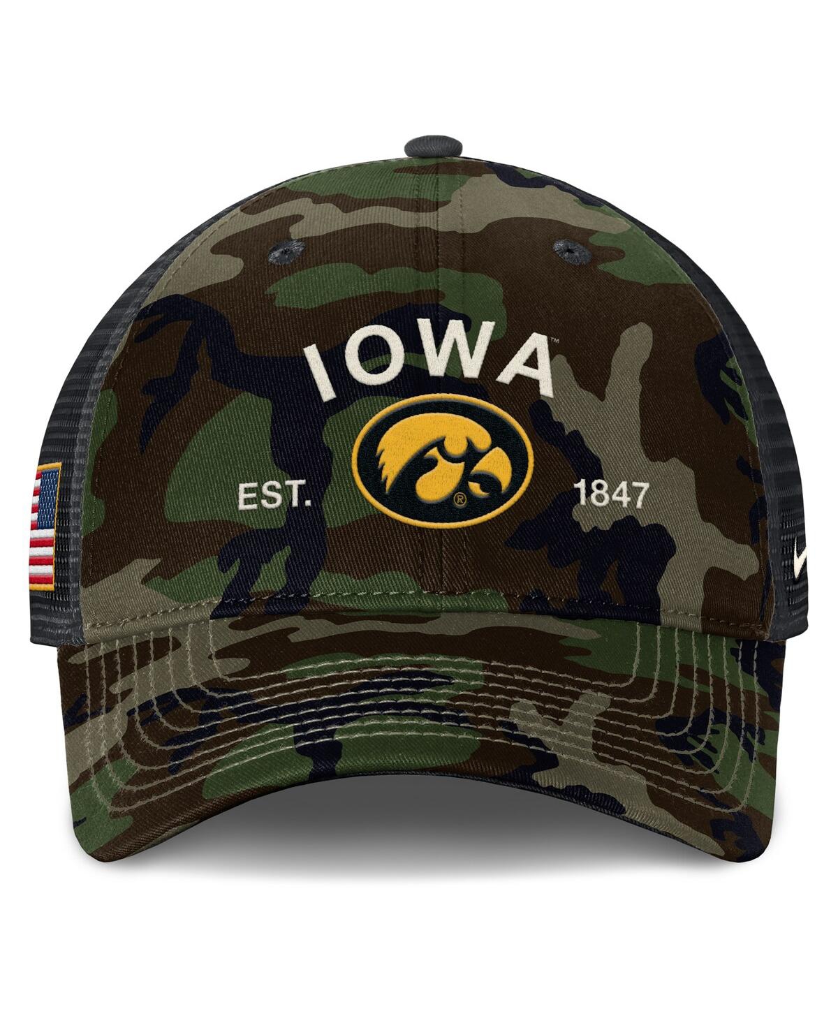Nike Men's Camo Iowa Hawkeyes 2025 Military Appreciation Rise Adjustable Trucker Hat