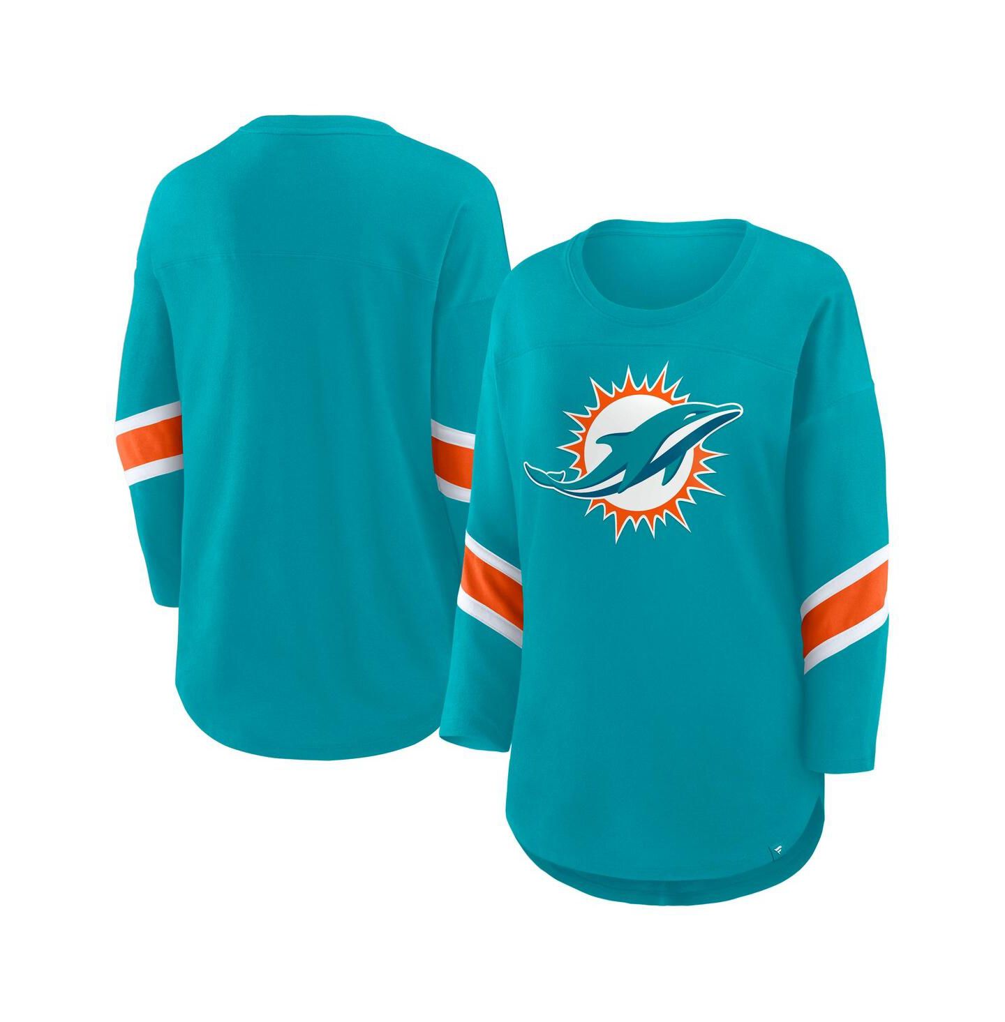 Женская футболка Fanatics Aqua Miami Dolphins Redzone 3/4-Sleeve — фото 1