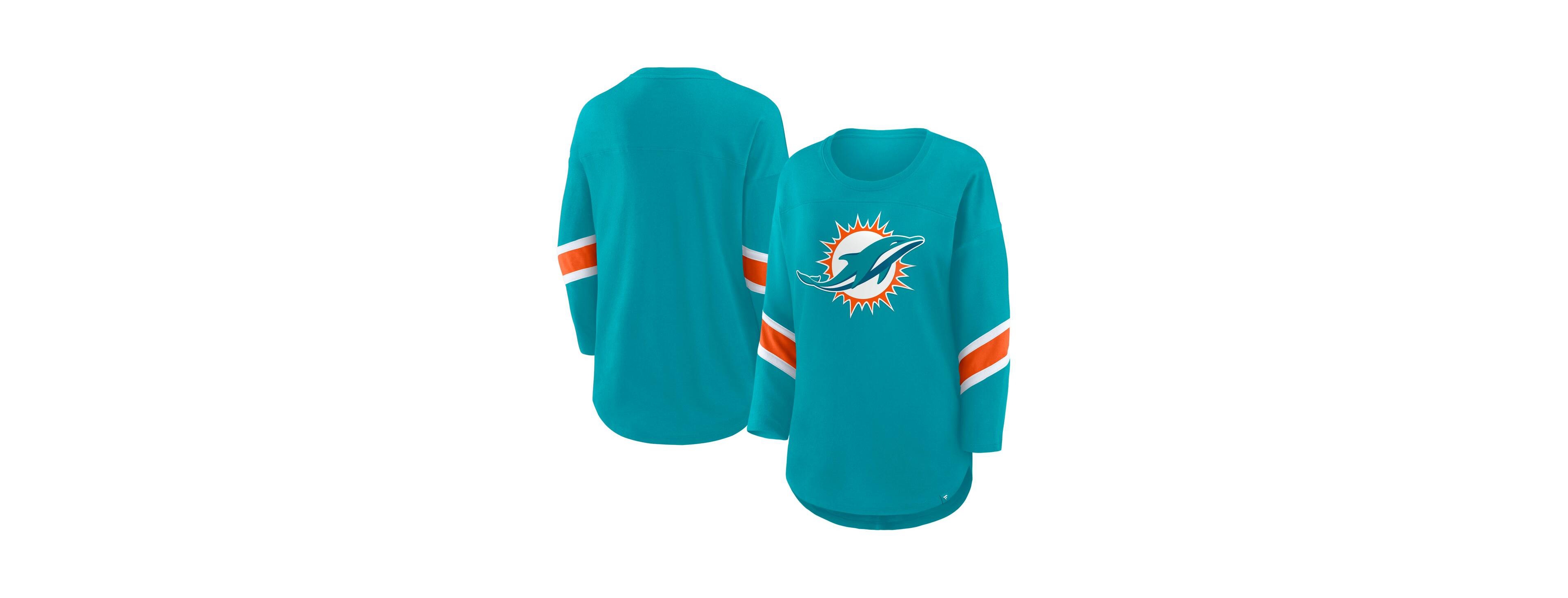 Fanatics Women's Aqua Miami Dolphins Redzone 3/4-Sleeve T-Shirt