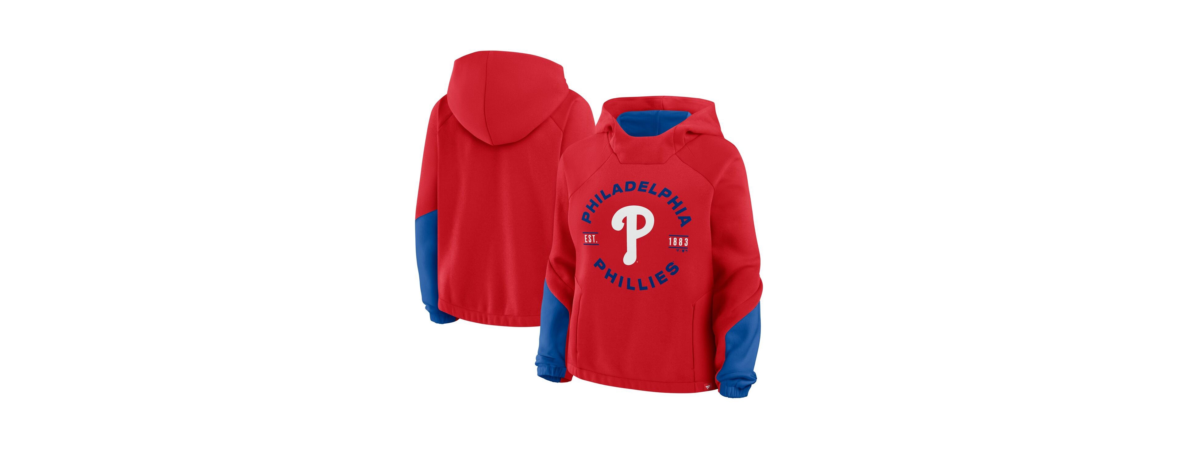 Fanatics Women's Red Philadelphia Phillies Oversized Time to Win Pullover Hoodie