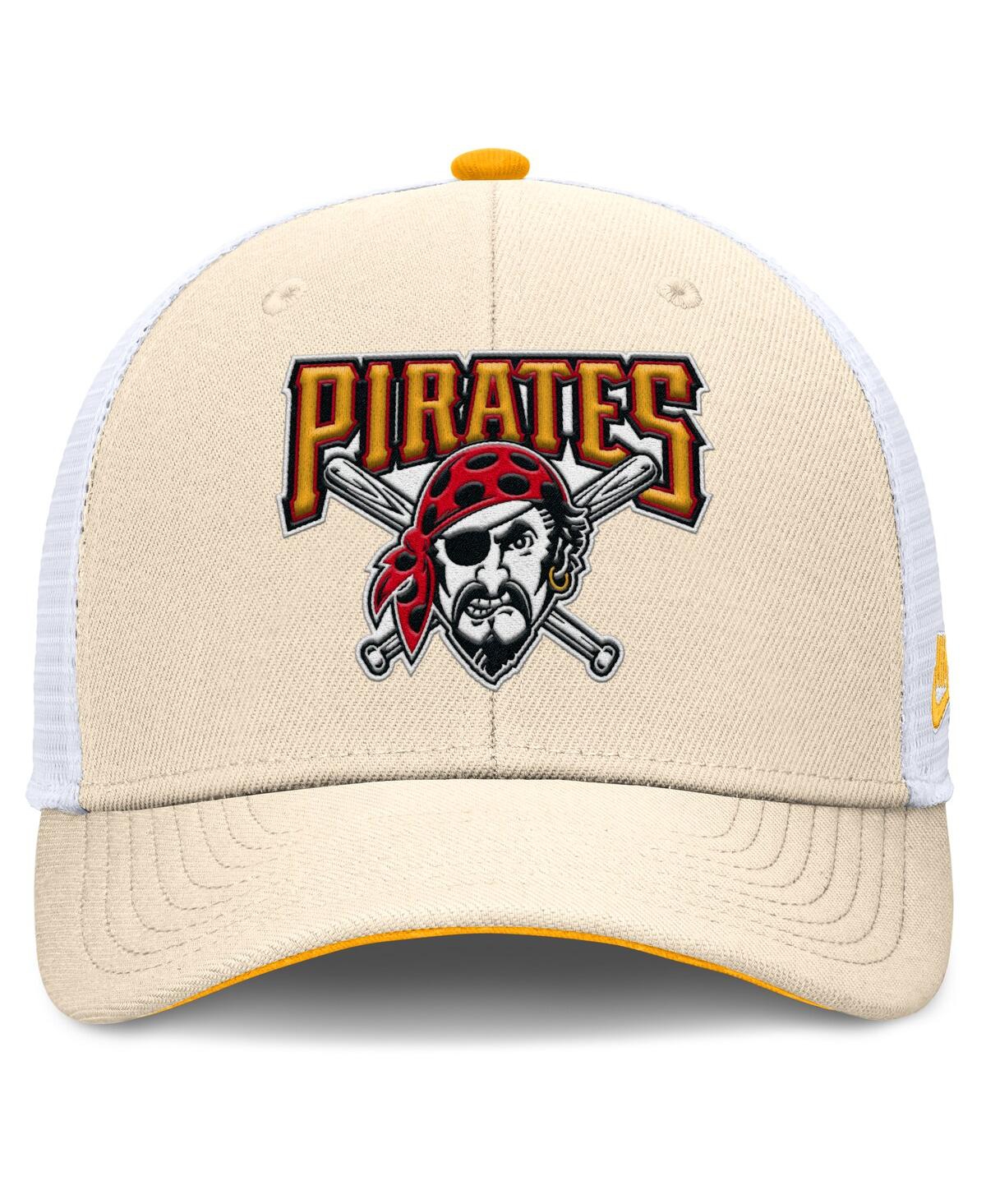 Nike Men's Natural Pittsburgh Pirates Cooperstown Collection Dri-fit Rise Trucker Adjustable Hat