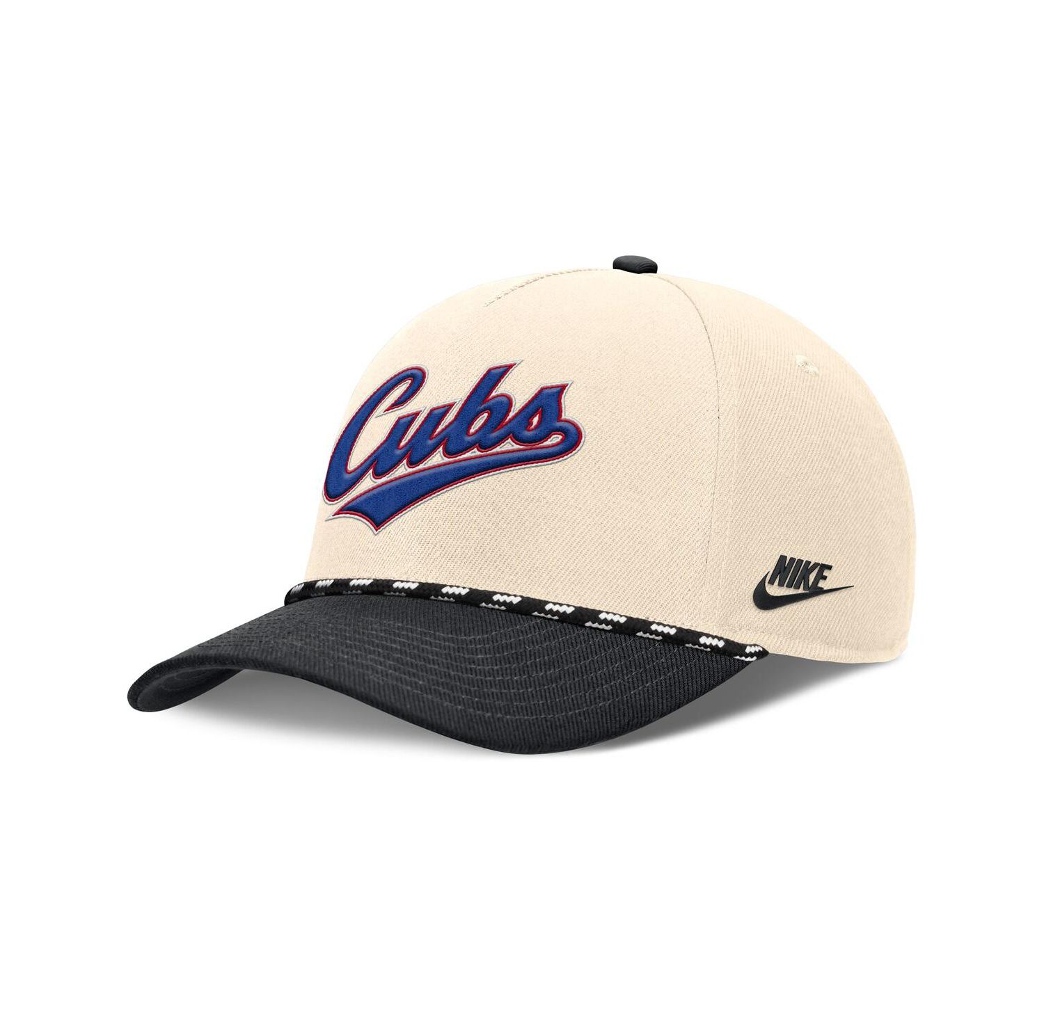 Men's Natural/Black Chicago Cubs Cooperstown Collection Rise Adjustable Hat