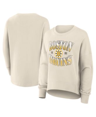 Women's Cream Boston Bruins Oversized Vintage Slice Pullover Sweatshirt