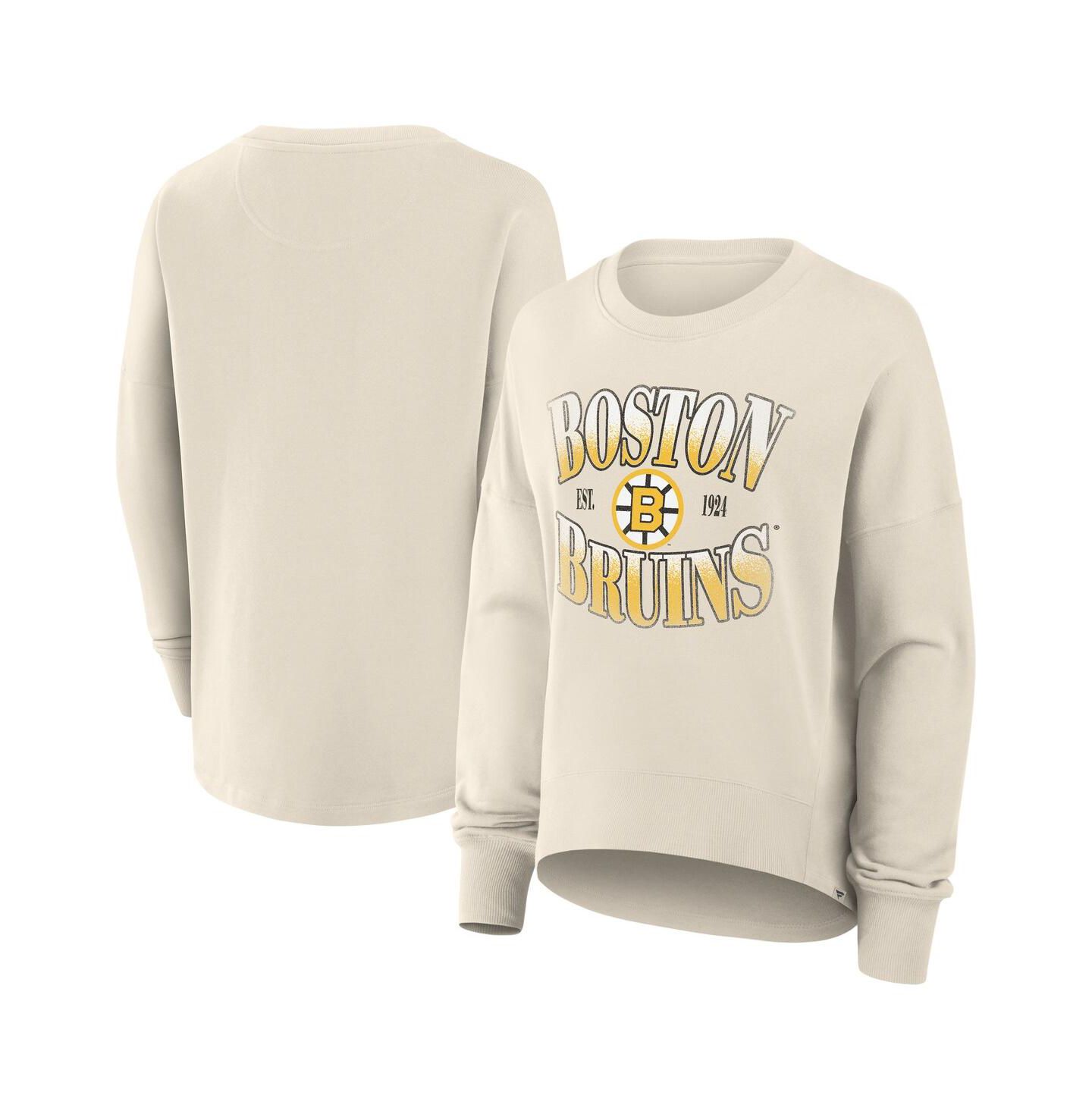 Женская толстовка Fanatics Cream Boston Bruins Oversized Vintage Slice Pullover — фото 1