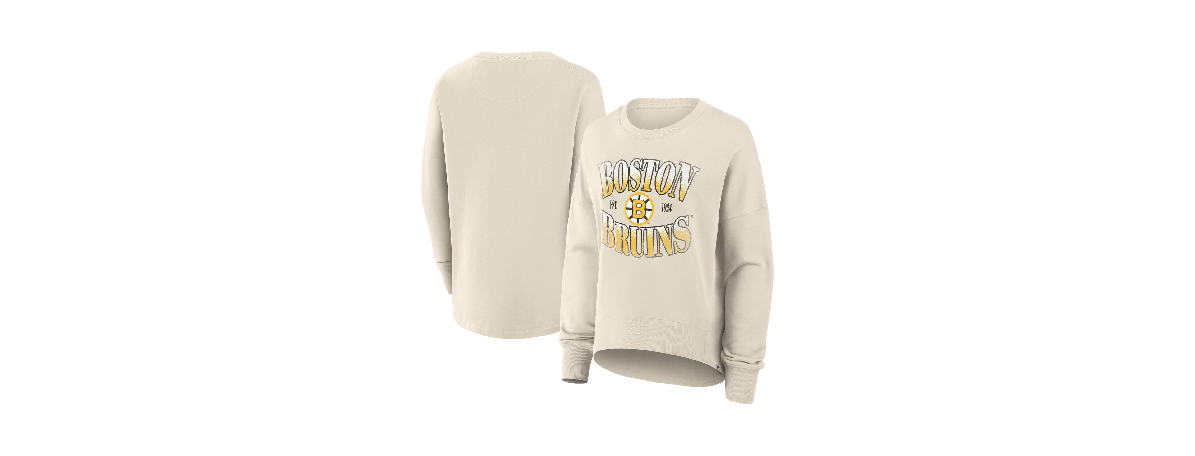 Fanatics Women's Cream Boston Bruins Oversized Vintage Slice Pullover Sweatshirt
