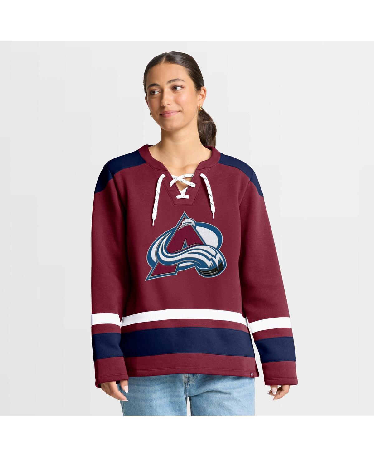 Fanatics Women's Burgundy Colorado Avalanche Icing Long Sleeve Lace Up Sweatshirt In Burgundy