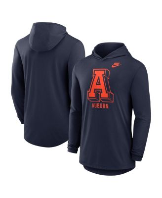 Nike - Men's Navy Auburn Tigers Legacy Tri-Blend Dri-FIT Long Sleeve Hoodie T-Shirt