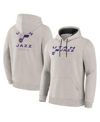 Fanatics - Men's Off White Utah Jazz Crossover Collection Blocked Shot Premium Pullover Hoodie